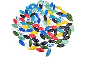 BTMIEY 1.1LB Ceramic Petal Mosaic Tiles for DIY Crafts,1.33"x 0.58"Willow Leaves Mosaic Tile Pieces for Mosaic Making Kits Art Projects Home and Outdoor Decoration (Mix Color)