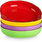 vancasso Pasta Bowls Set of 4, 46 oz Ceramic Salad Serving Bowls and Soup Bowls, Microwave Safe Pasta Plates, Large Shallow Kitchen Dishes, Bonita Series - Multicolor