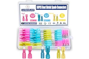 LORDANDLAND 50PCS Heat Shrink Spade Connectors - Electrical Wire Crimp Connector. Quick Disconnect Connectors.Female and Male Spade terminlas for Watercraft,Electronics,Automotive Crimp Connectors