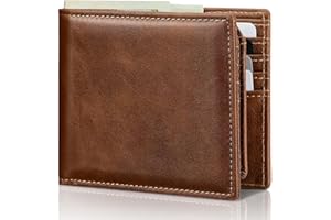 Artpaxy Mens Wallet Bifold Genuine Leather RFID Blocking Wallet for Men with 2 ID Windows 11 Card Holders 2 cash pockets 1 Gift Box
