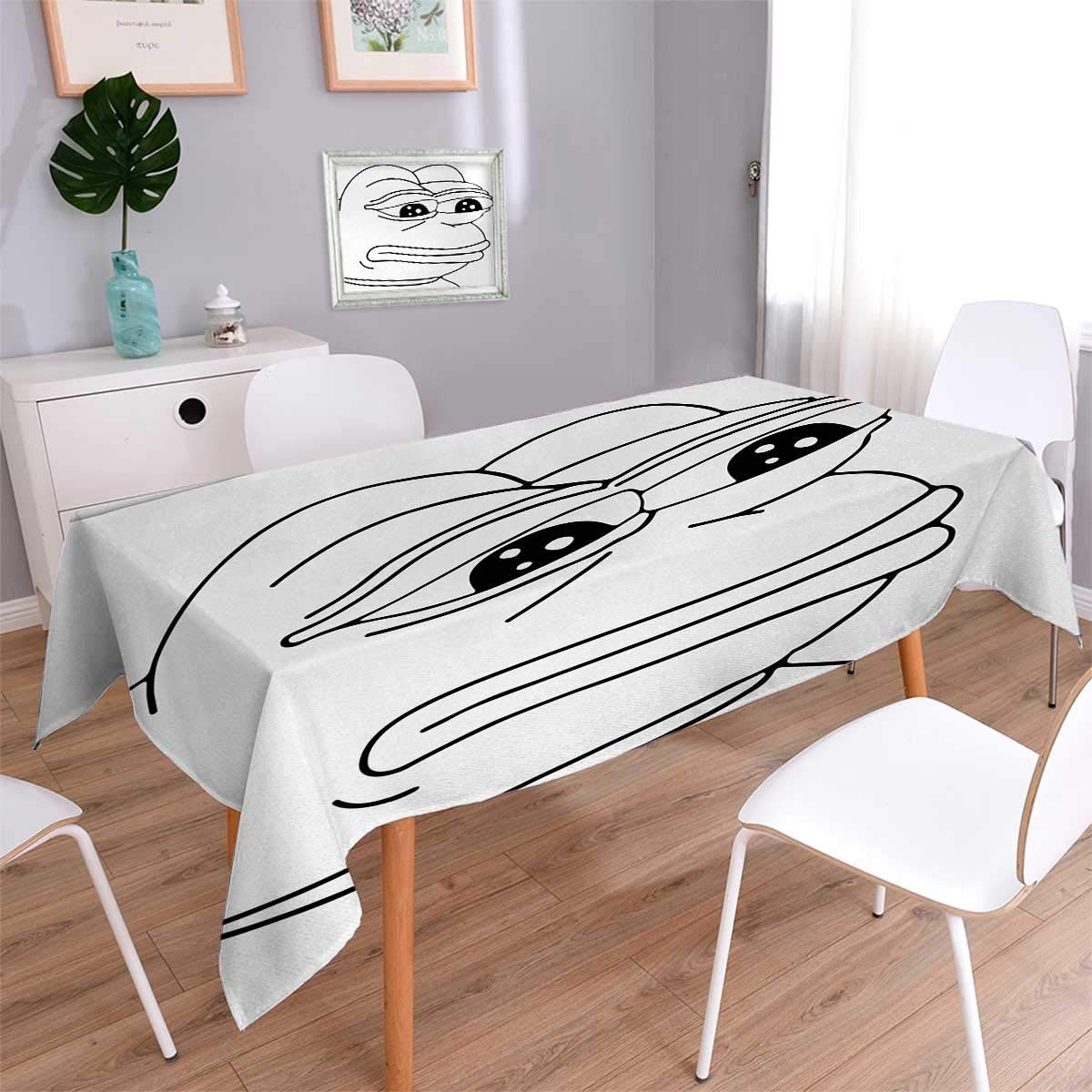 Humor Square Patterned Tablecloth Melancholic Frog Meme