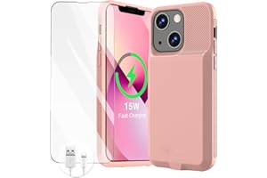 GIN FOXI 15W Fast Charging Battery Case for iPhone 13/13 Pro/14/14 Pro, Ultra-Slim Lightweight Powerful 7000mAh Charger Case Protection Anti-Slip Soft TPU Charging Case for iPhone 13/13Pro/14/14Pro