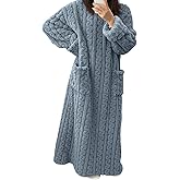 codcm Fleece Nightgown for Women Cozy Plush Long Sleeve Night Gowns Winter Warm Lounge Dress