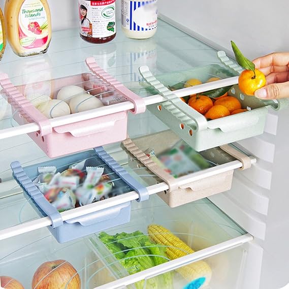 Profusion Kreis Slide Küche Kühlschrank Kühlschrank Aufbewahrung Rack Gefrierschrank Regal Küche Space Saver Schublade Organizer Einheitsgröße rose