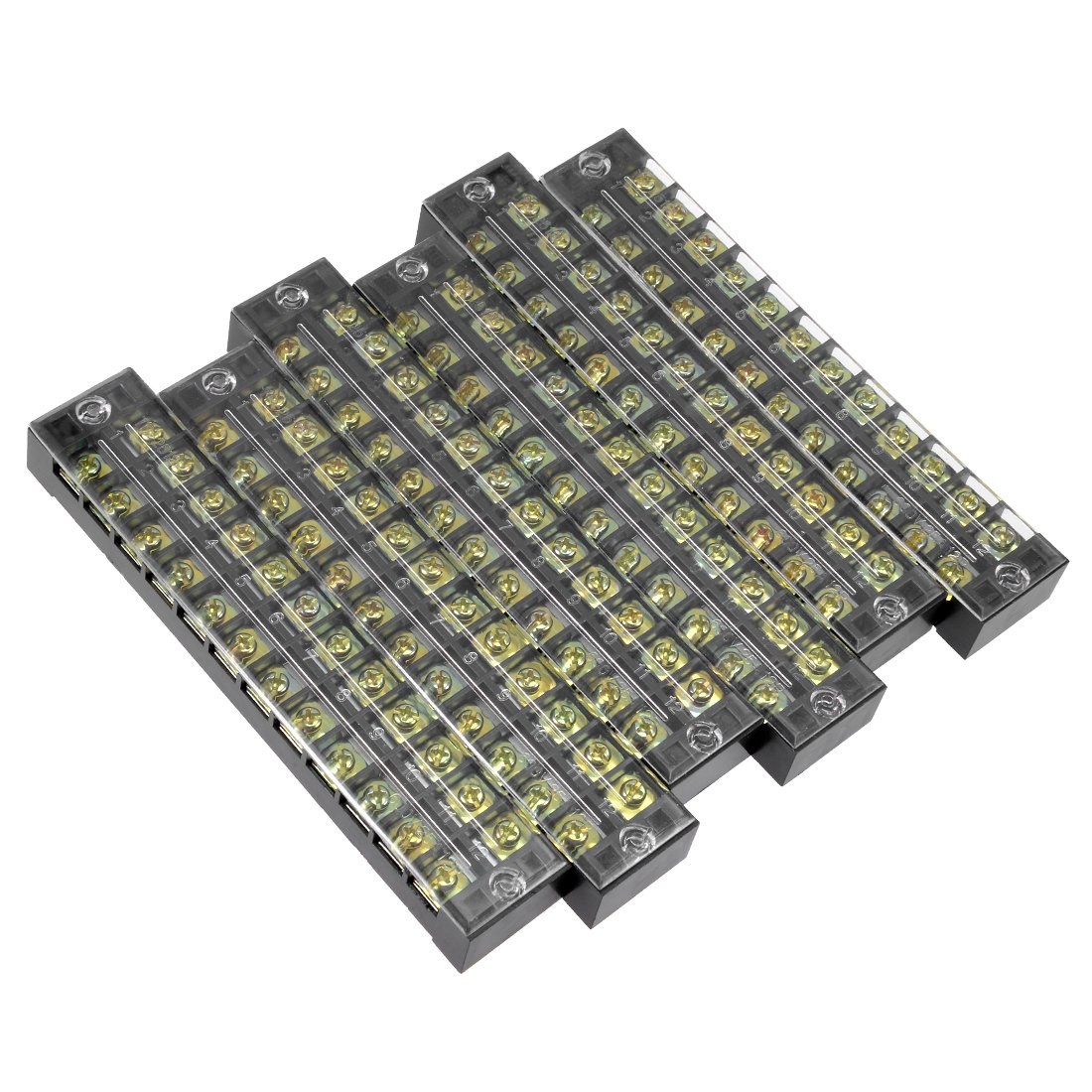 Sourcingmap 6 Pcs Dual Rows 12 Positions 600V 25A Cable Barrier Block Terminal Strip TB-2512L