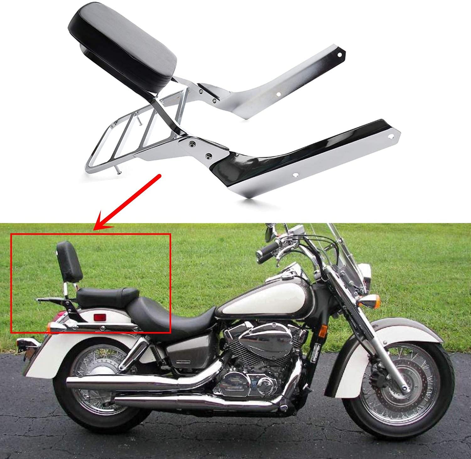 Photo 1 of Promise Faster Backrest Sissy Bar With Luggage Rack Compatible with/Replacement For Honda Shadow VT750 Spirit 2007-2018 Honda Shadow VT750 Shadow Phantom 2010-2019
