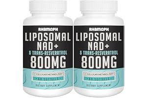 Rhamoph Liposomal NAD+ 800 mg with Trans-Resveratrol 300 mg, Max Absorption, Actual NAD+ Boosting Supplement for Healthy Aging, Cellular Energy, DNA Repair, Longevity - 120 Softgels