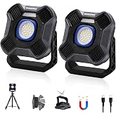 WORKPRO Magnetic Work Light, 4000mAh Rechargeable LED Work Lights, 2000LM | Portable Flood Light with Stand(Not Included) - for Camping, Fishing, Car Repair, Emergency, Mechanic Light with 5 Modes