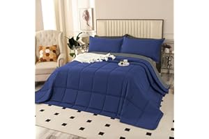 SOULOOOE 128x120 Oversized King Plus Comforter, Extra Large King Size Quilts 3 Pieces Lightweight Reversible Down Alternative Comforter for All Season with 8 Corner Tabs