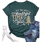 Funny Christmas Shirts for Women OMG Santa I Know Him Graphic Tops Xmas Holiday T-Shirt Christmas Vacation Shirt