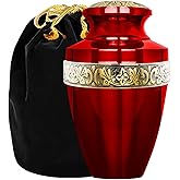 Grecian Cremation Urns for Human Ashes - Decorative Urn, Urn for Human Ashes Female & Male,Urns for Ashe Men & Women,Funeral Urn (RED, Large)