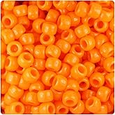 BeadTin Orange Opaque 9mm Barrel Pony Beads (500pcs)