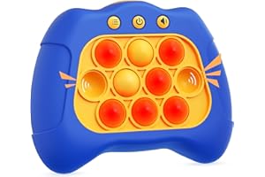 CAREENOAH Light Up Bubble Up Fidget Toy, Electronic Quick Push Game Console, Birthday Gifts for 6 7 8 9 10-12 Year Boys and Girls Push Up Stress Toy, Concentration Fast Speed Puzzle Game for Family Party - Blue