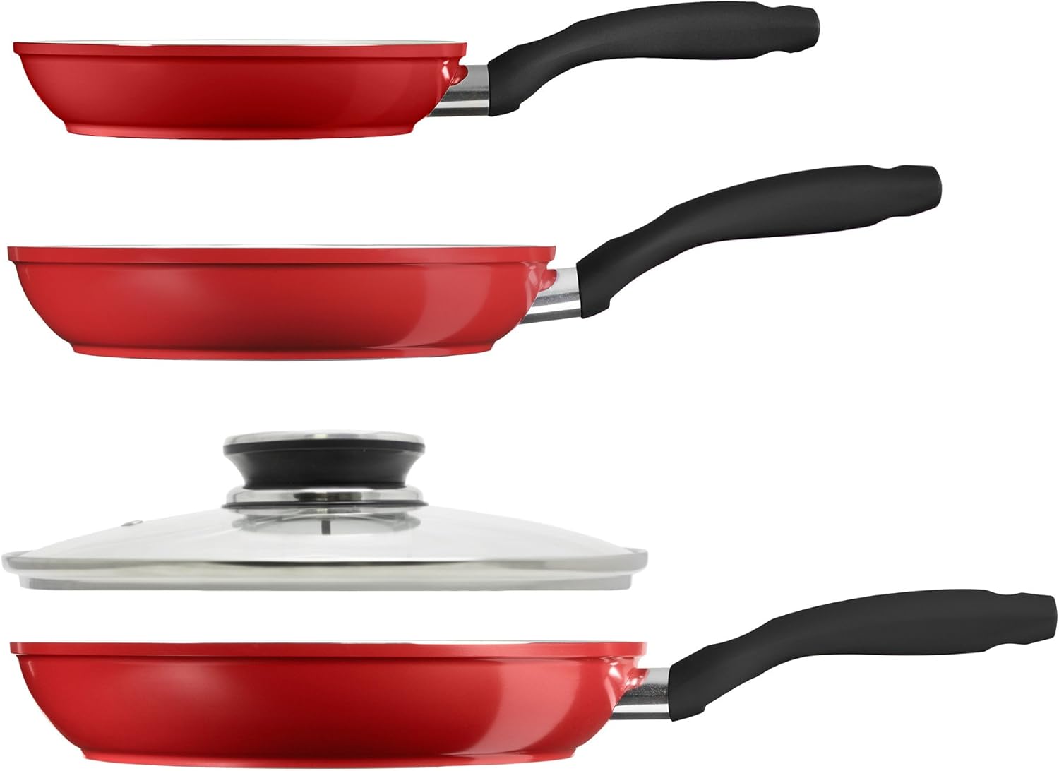 JML Ceracraft Ceramic Frying Pan Set with Lid 3 Piece (Cranberry & Black) Amazon.co.uk Kitchen