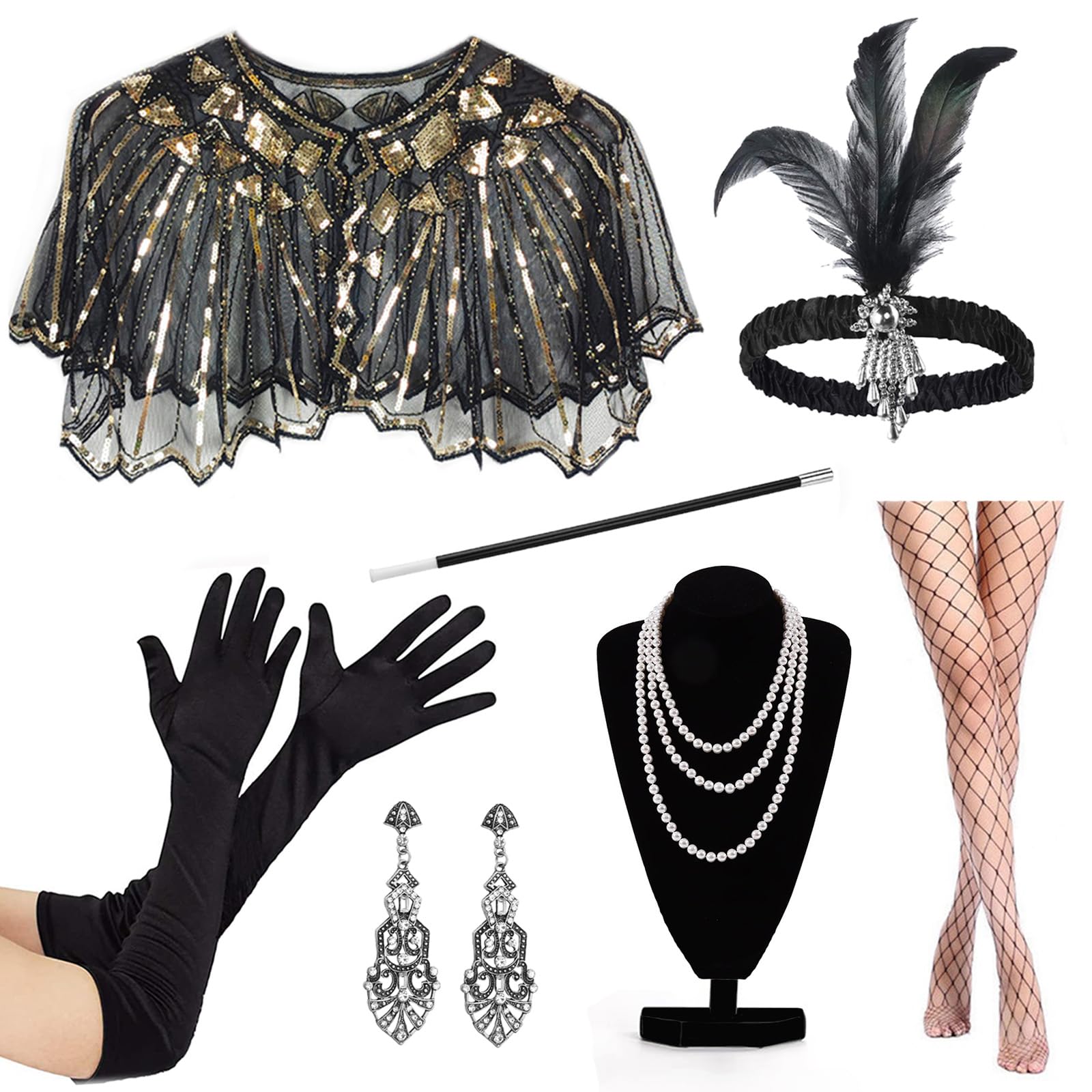 Photo 1 of ***POSSIBLY MISSING ACCESSORIES*** ONEPEACE Vintage 1920s Accessories – Elegant Old Hollywood Glamour Dresses with Flapper Accessories for Women and Gatsby Accessories (Plastic Holder)