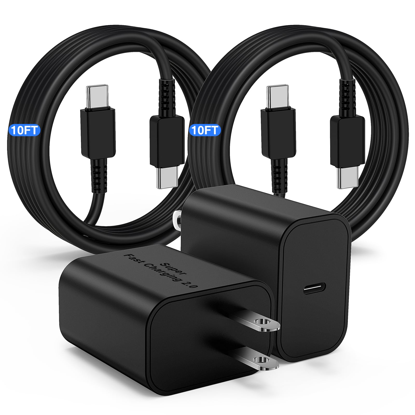 Photo 1 of 45W USB-C Charger for Samsung Charger Fast Charging, Type C Charger Block &10FT USBC to USBC Cable 2Pack for Galaxy S24 Ultra/S24+/S23 S22 S21 Ultra/Plus, iPad Pro/Air/Mini, Android Phone Charger Cord
