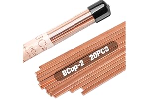 UCandy 20 Sticks BCuP-2 Copper Brazing Rods Phosphor Alloy Welding Rods 0.050" x 1/8" x 10"Brazing Rods for Air Conditioner Refrigerators Pipe