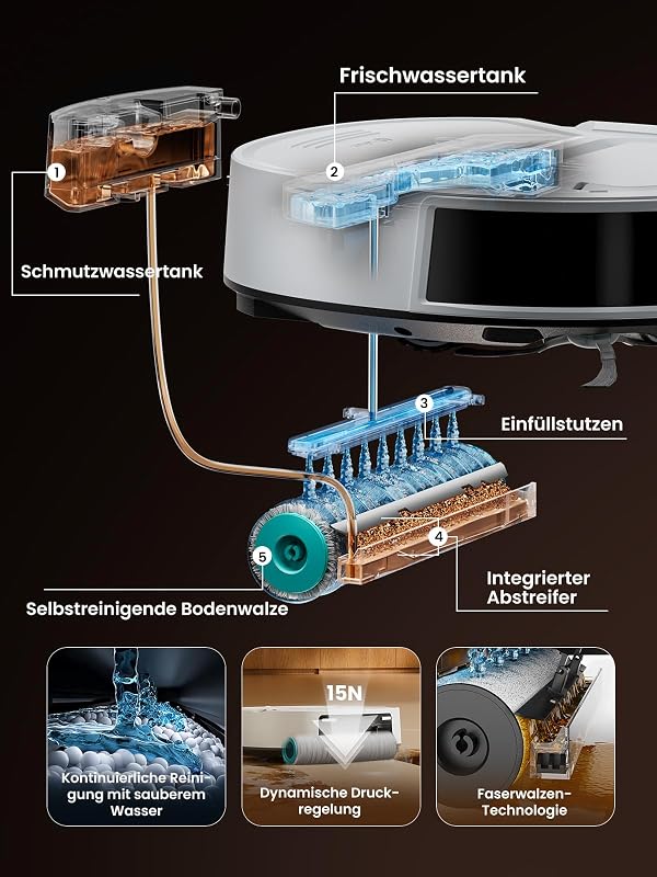 M210 Omni Saugroboter mit Roller Wischfunktion, Weiß