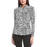 IBKUL Athleisure Wear Sun Protective UPF 50+ Icefil Cooling Cecilia Print Long Sleeve Mock Neck Top - 10932