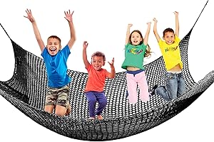 FINEERA 9.8X9.8 FT Kids Playground Net Outdoor Climbing Cargo Net Heavy Duty Play Safety Net Playground Sets for Backyards Black