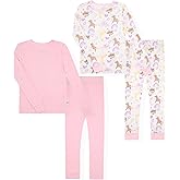 Sleep On It Girls Pajama Sets Soft Breathable Viscose Bamboo Toddlers Girls Pajamas with Fun Prints Sizes for Kids Sleepwear