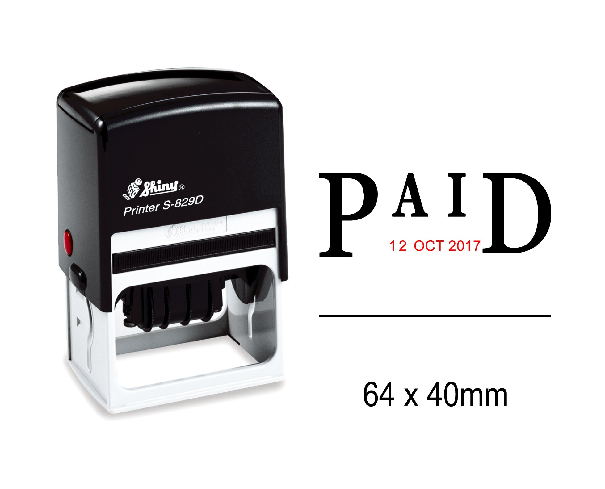 Shiny Date Stamper Self Inking with Paid Text Ofiice Stationery Rubber Stamp S-829D