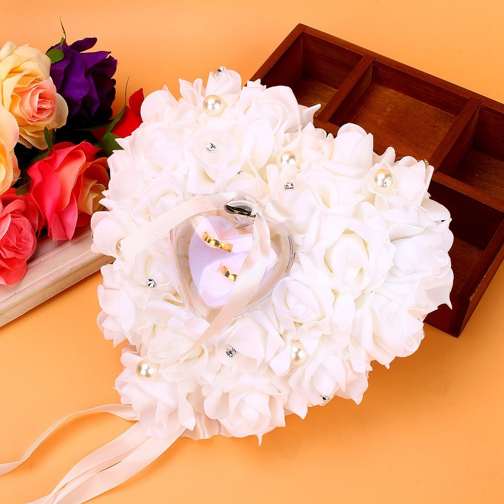 Lazmin White Rose Box,Engagement Wedding Box,Vintage Inspired,Heart Flower Blossom Box,Perfect for Engagement Bride Wedding Photography