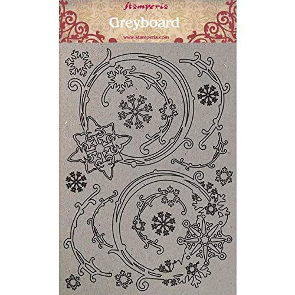 STAMPERIA INTL Stamperia-Greyboard-Snowflakes and Garlands, Grey, A4