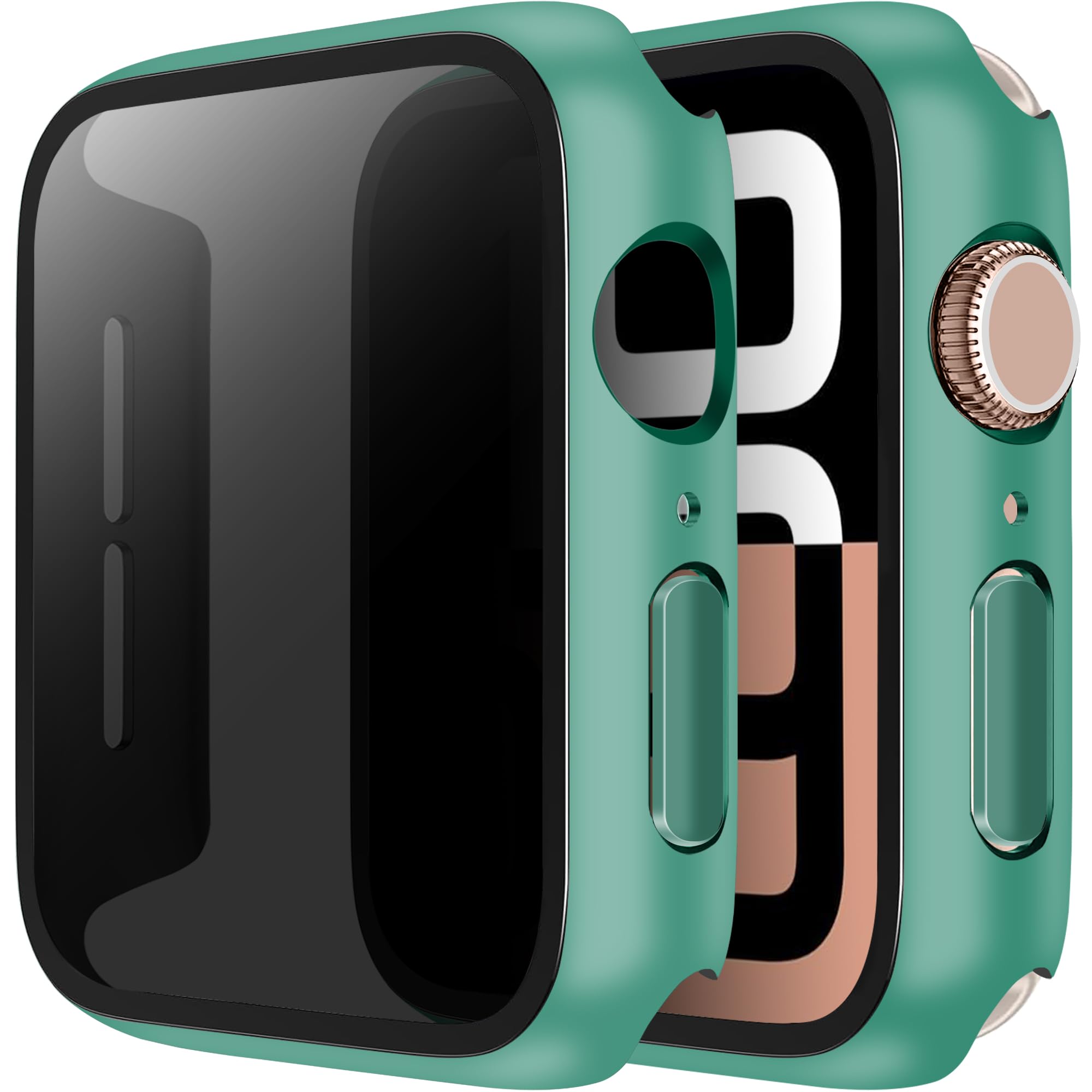 LINTEKER 2 Pack for Apple Watch 46mm Case with Privacy Screen Protector, [Anti-Peeping] Ultra-Thin Protective Cover for Apple Watch Series 11 (2025) / Series 10 46mm, Green