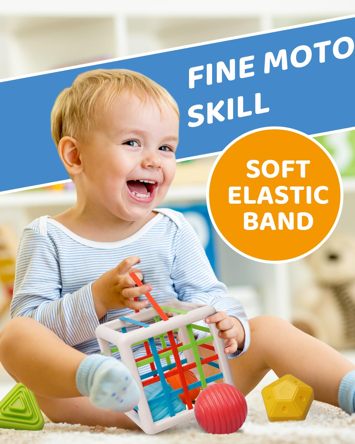 LiKee Montessori Toys for 1+ Years Old, Shape Sorter Baby Toys for Girls Boys Birthday, Colorful 1 2 3 Year Infant Toddler Toy, Learning & Fine Motor Skills 18+ Months (Cube)