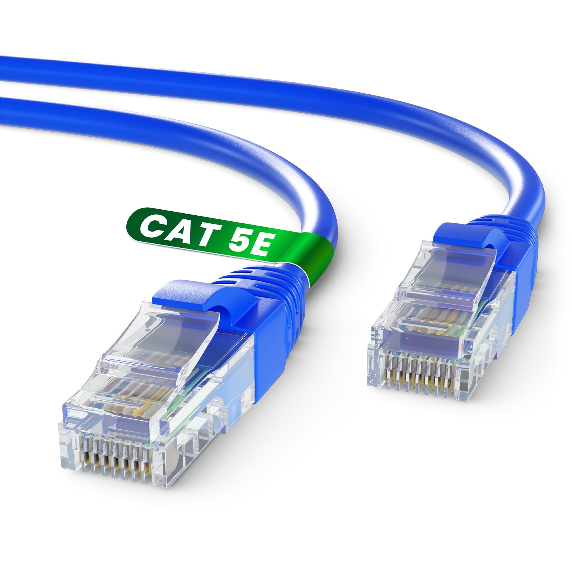 Mr. Tronic Blue Cat 5E Ethernet Cable 50m, High Speed LAN Ethernet Network Cable with RJ45 Ends Connectors, 50m Cat5E Internet 1 Gbps, ADSL AWG24 Patch, UTP CCA (50 Meters, Blue)