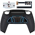 eXtremeRate Black Real Metal Buttons (RMB) Version RISE4 Remap Kit for PS5 Controller BDM-010 020 with Black Rubberized Grip Redesigned Back Shell, Upgrade Board and 4 Back Buttons for PS5 Controller