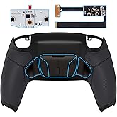 eXtremeRate Black Real Metal Buttons (RMB) Version RISE4 Remap Kit for PS5 Controller BDM-010 020 with Black Rubberized Grip Redesigned Back Shell, Upgrade Board and 4 Back Buttons for PS5 Controller