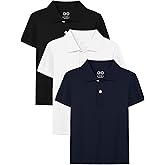 OHD 3 Pack Boys Polo Shirt Uniform School Polo Shirts for Boys Multiple Color Kids Short Sleeve Polo Size 3T-14