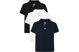 OHD 3 Pack Boys Polo Shirt Uniform School Polo Shirts for Boys Multiple Color Kids Short Sleeve Polo Size 3T-14