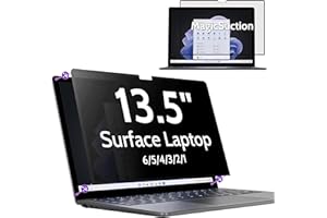 Peslv Privacy Screen for 13.5 Inch Surface Laptop 6/5/4/3/2/1, MagicSuction™ Removable Anti Spy Black Protector, Glare Blue Light Filter for Microsoft Laptop Computer Monitor