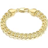 HIROM JOINS 14K Gold Bracelets for Women Chunky Bracelet for Mens Non Tarnish Charm Cuban Link Chain for Womens Men Trendy Jewelry 5 Sizes 6.5/7/7.5/8/9in