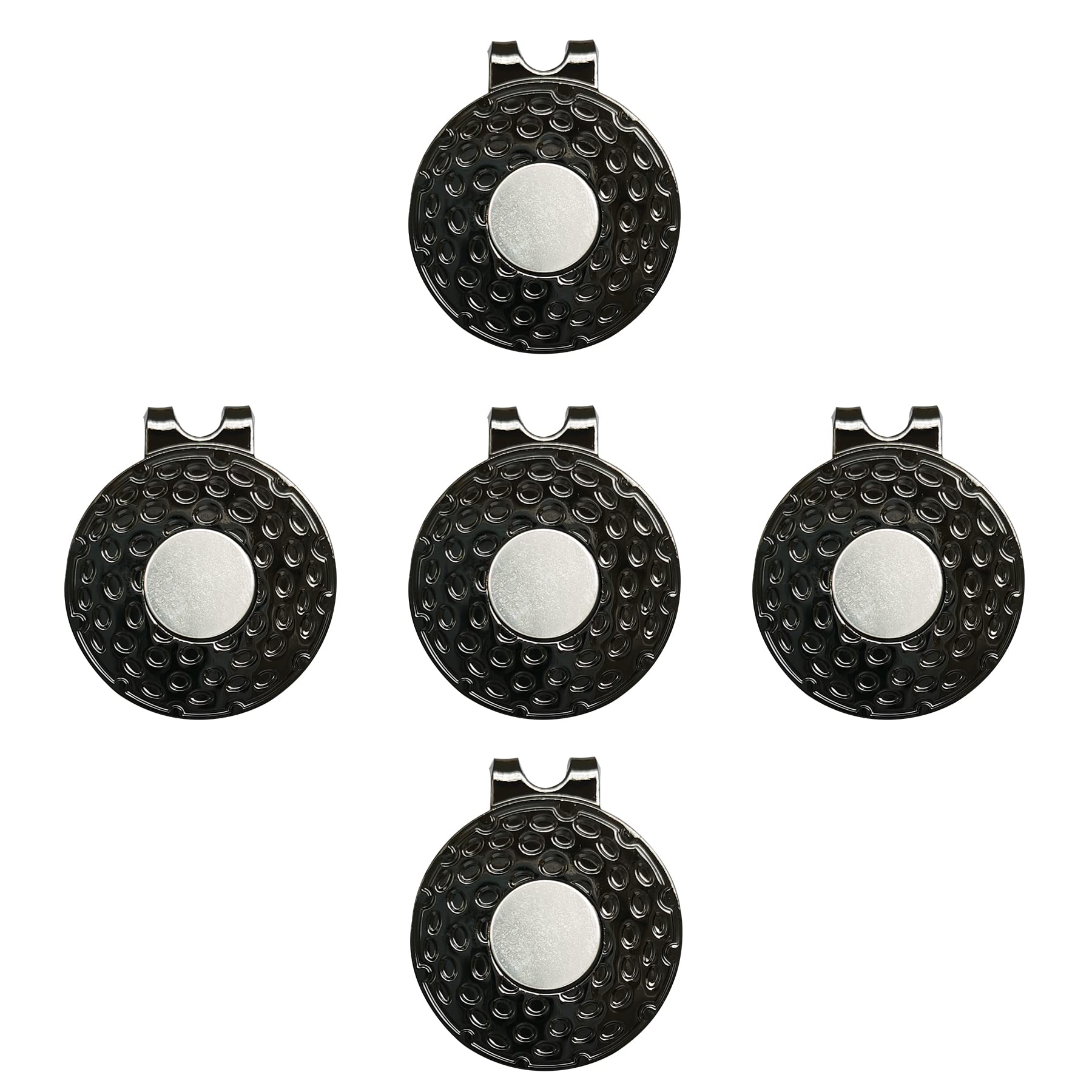 Eshan Magnetic Golf Hat Clips 5 Pack Golf Ball Marker Holder Men Women Golfer Gifts Golf Sports Court Accssories For Golf Gloves Hats Bags Caps Visor Belt Pocket Lot (Black)