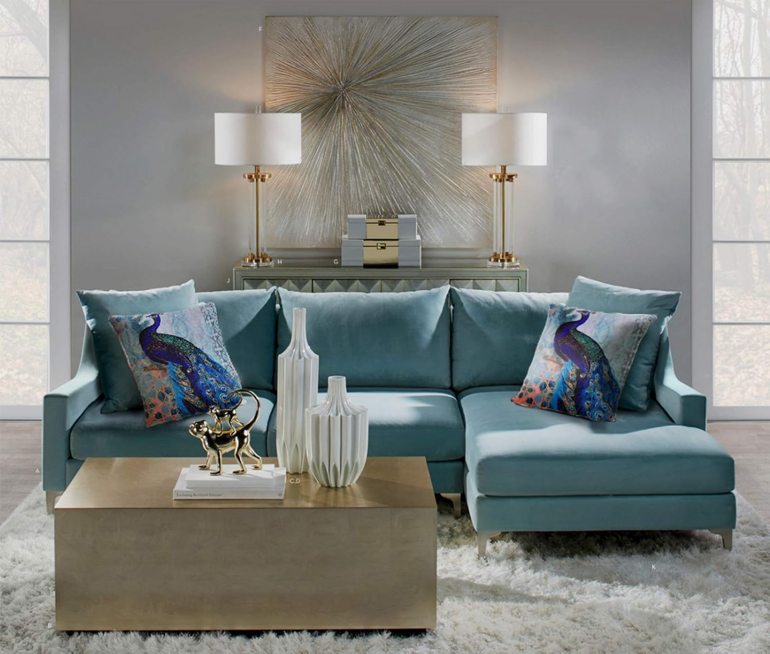 Decozen Decorative Throw Pillow with Insert 18"x18" inches in 1 Set Peacock Print Embellished for Couch Sofa Bed Living Room Bedroom Farmhouse Patio: Home & Kitchen