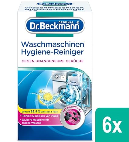 Dr. Beckmann Waschmaschinen Hygiene-Reiniger | Maschinenreiniger mit Aktivkohle (6x 250 g)