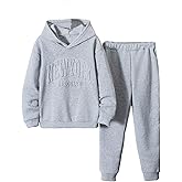 VIPWOLF Boy's 2 Piece Sweat Suits Letter Print Hoodie Pullover and Elastic Waist Joggers Teen Fall Clothes