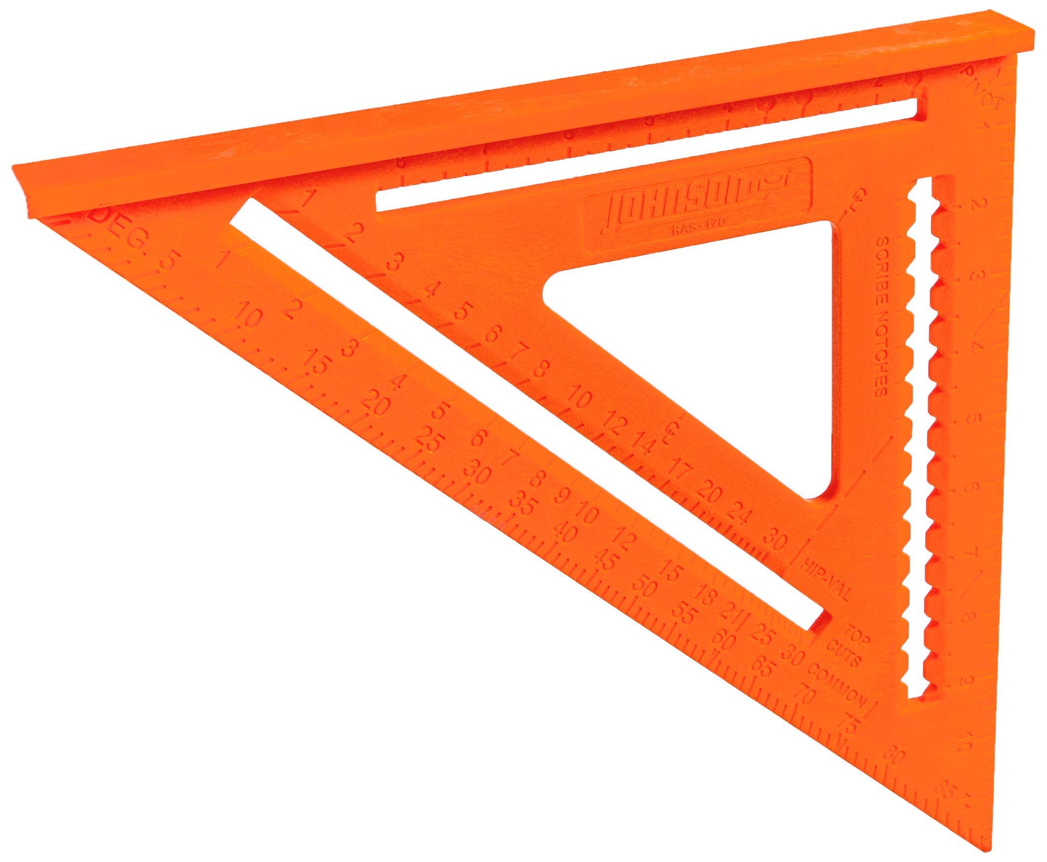 Square Ras Handle Mua Johnson Level & Tool RAS-170B-ORA Structo-Cast Rafter Square, 12 ...