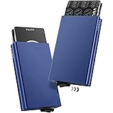 VULKIT Pop Up Card Holder Minimalist Card Case RFID Blocking 2 Double Slim Metal Case for Men or Women (Navy)