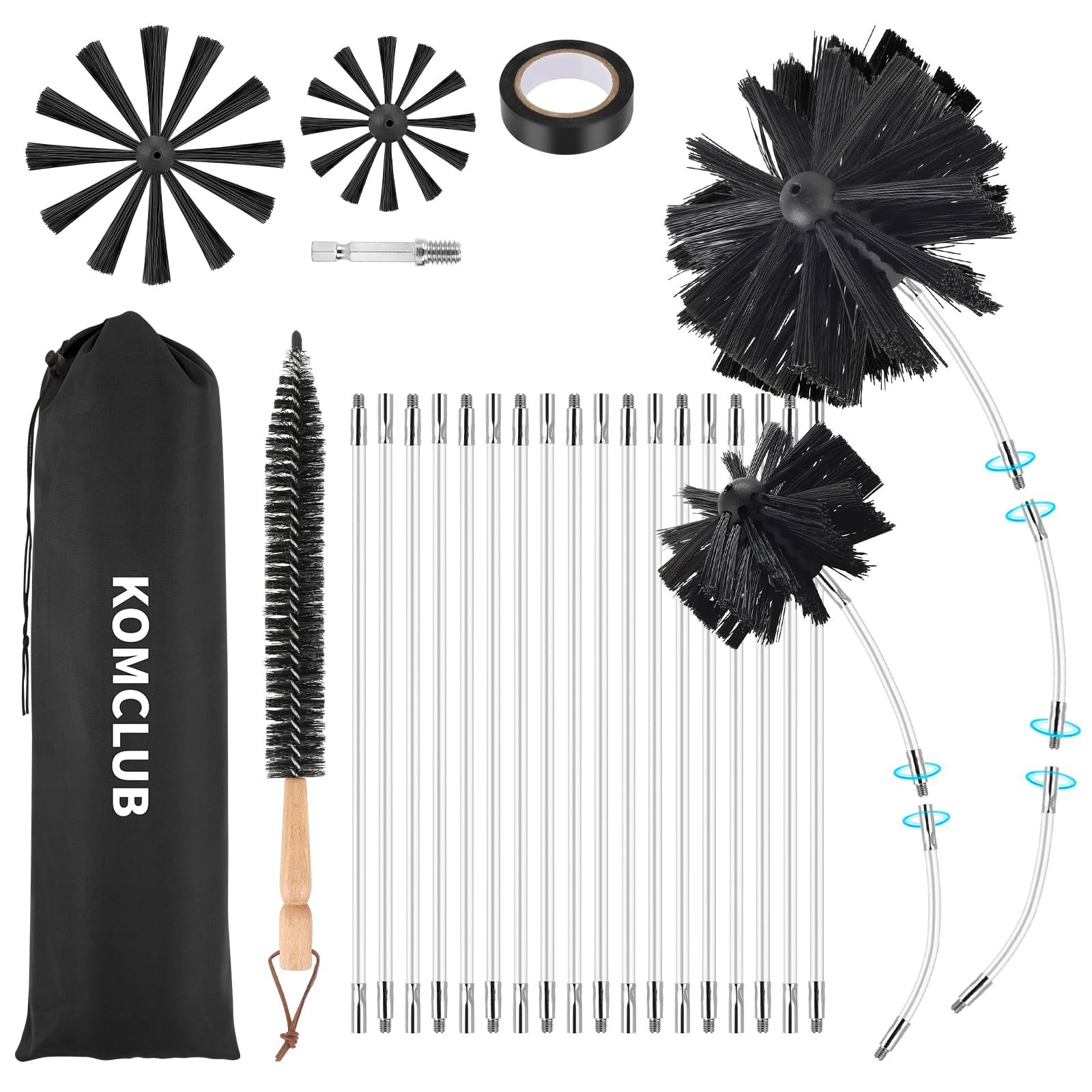 Photo 1 of Chimney Sweep Kit Chimney Brush with Powerful Fireplace Chimney Brushe,Chimney Dryer Sewage Pipe Vent Cleaning System,Rotating Chimney Cleaning System with 18 Nylon Soft Rods Fireplace Brush Tool