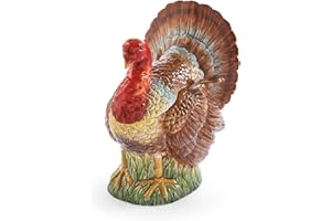 Spode 96oz Turkey-Shaped Soup Tureen - Dolomite Thanksgiving Serveware | Large Table Centerpiece | Decorative Serving Bowl wi