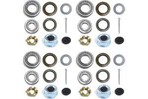 iBroPrat 4Sets 7000 LB Boat Trailer Axle Bearing Kits, 25580 14125A Bearing Kits, 21333TB/10-10 Grease Seals,22333TB/10-36 Grease Seals 2.72" Dust Caps and Rubber Plugs Cotter Pins for #D42 Spindle