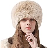 Peicees Winter Faux Fur Hat for Women Russian Style Ladies Ushanka Warm Fluffy Bucket Hat Fuzzy Furry Cap