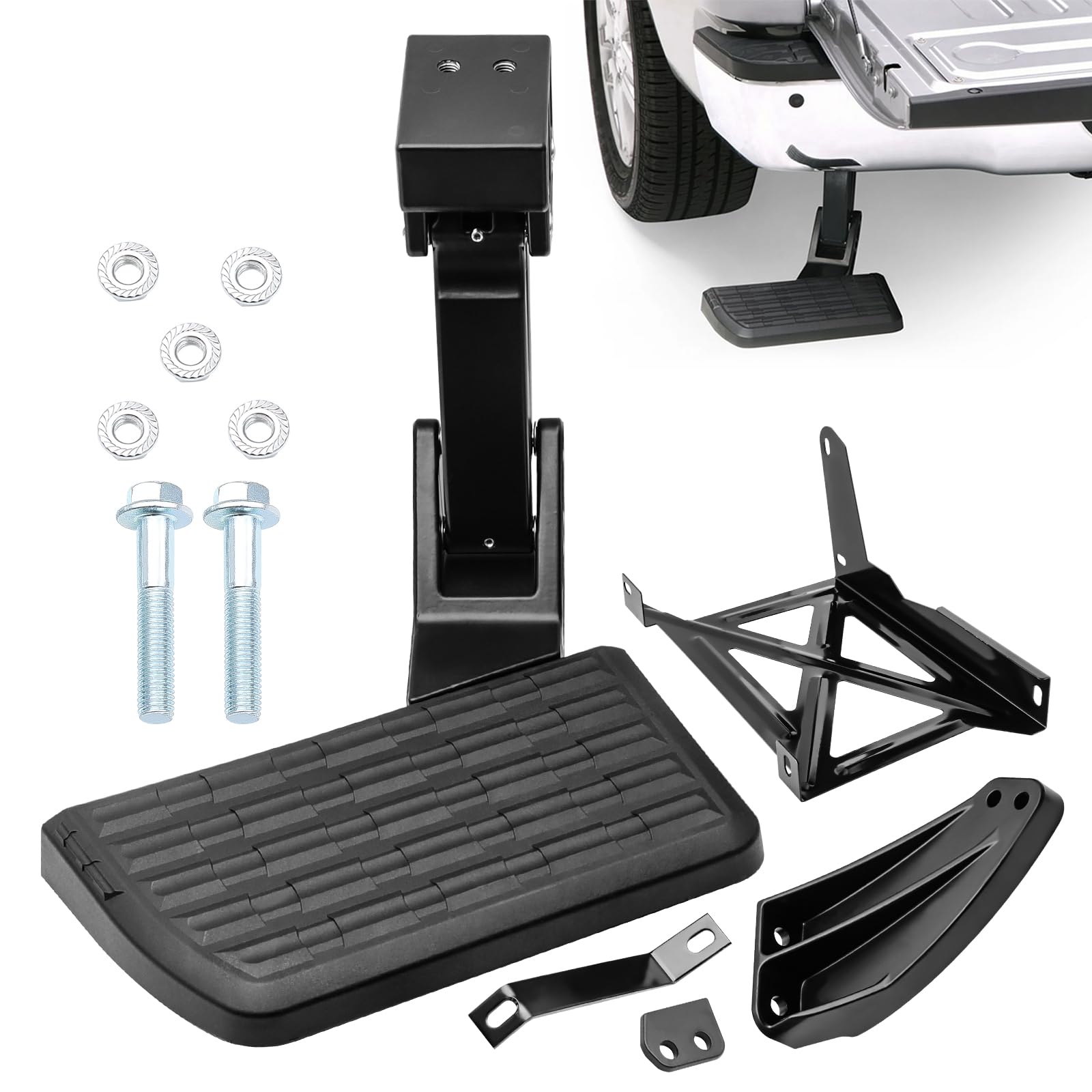 Photo 1 of Rear Bed Step Retractable Bed Step Bumper Step for Toyota Tundra 2014 2015 2016 2017 2018 2019 2020 2021 Truck Bed Step,Folding Rear Bumper Tailgate Step Replace# PT392-34140,75316-01A