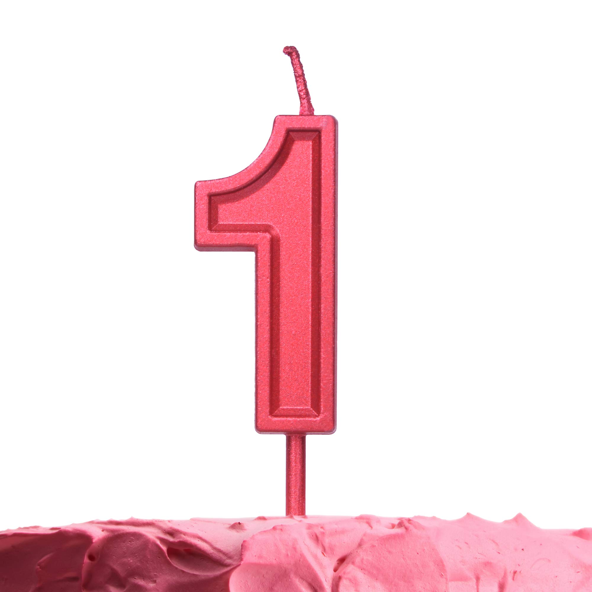 GET FRESH Number 1 Birthday Candle – Red Number One Candle on Stick – Elegant Number Candles for Birthday Anniversary Wedding Party – Perfect 1st Birthday Candle for Cake Decoration – Red 1 Candle