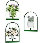 BUTUNITA Green Metal Wall Plant Holder - 3-Pack Wall Mounted Plant Stands and Hanging Holders for Indoor Planter and Flower P